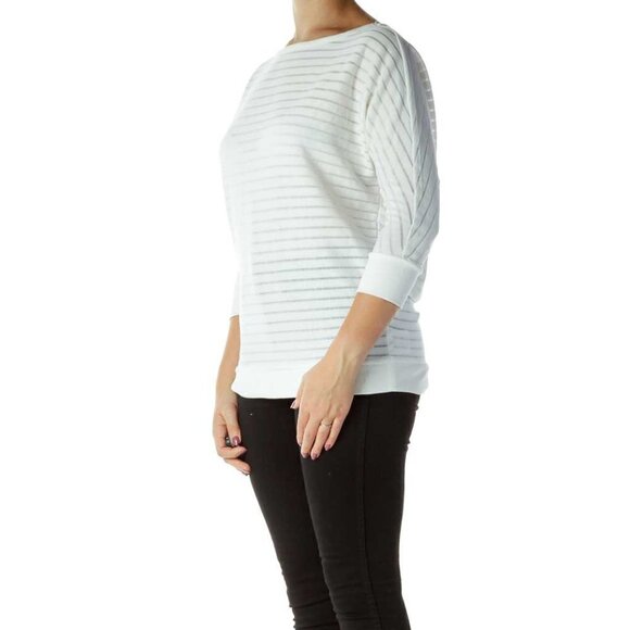 Jones New York White Stripe Textured Top - Picture 2 of 3